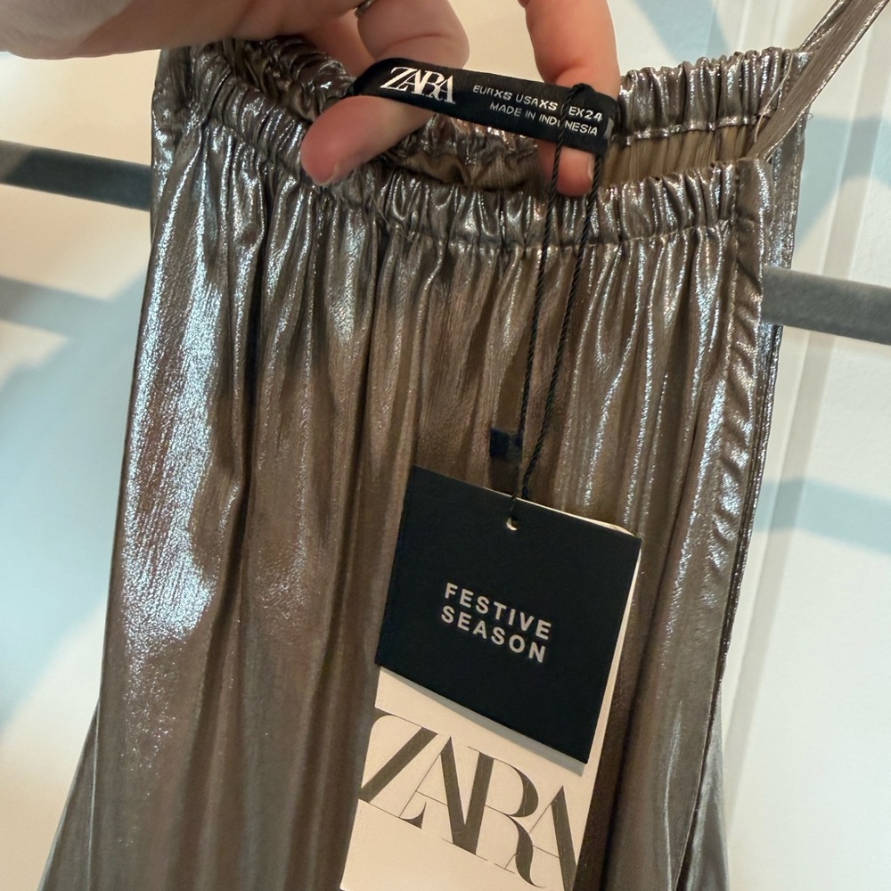 Zara Shiny Silver Skirt